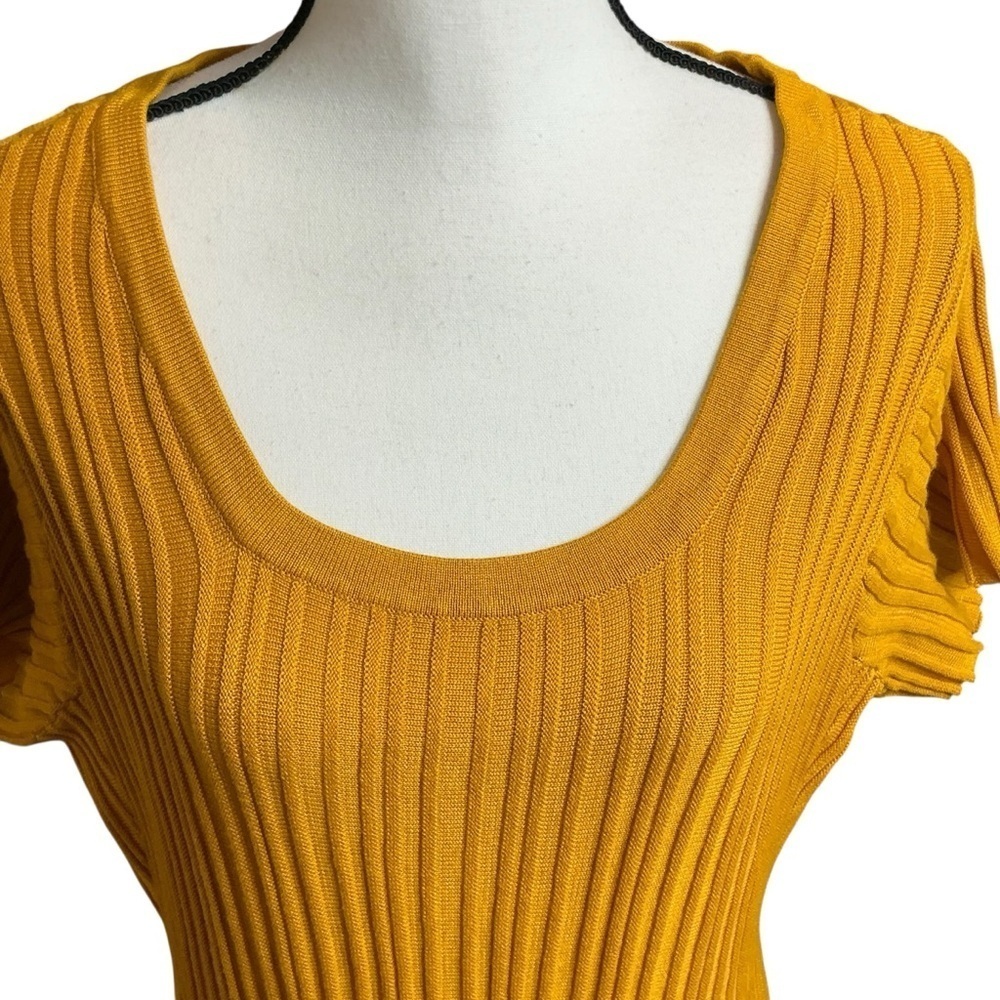 Torrid Ribbed Knit Dress Mustard Gold Mini Sweater Skater Scoop Neck Dress 3X - Picture 6 of 16